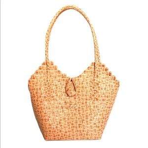 Vintage Kitsch Orange Woven Plastic Purse